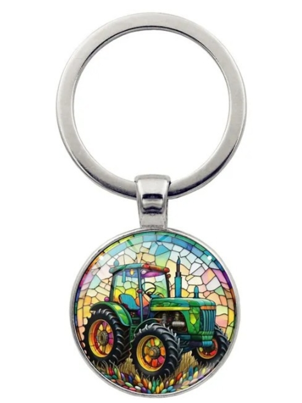 Green Tractor Mosaic Keychain